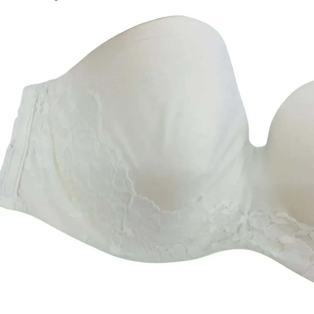 Victoria's Secret Body by White Strapless Bra Lace Accent 36D